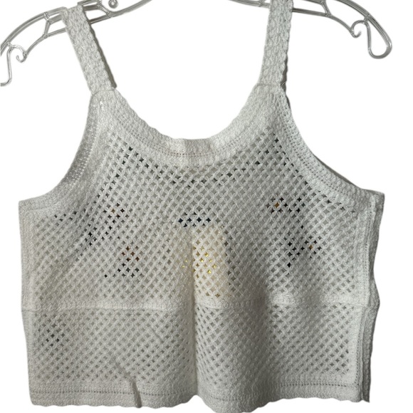 REBELLION White Crochet Cropped Embroidered Summer Sleeveless Top Small BN - Picture 3 of 6
